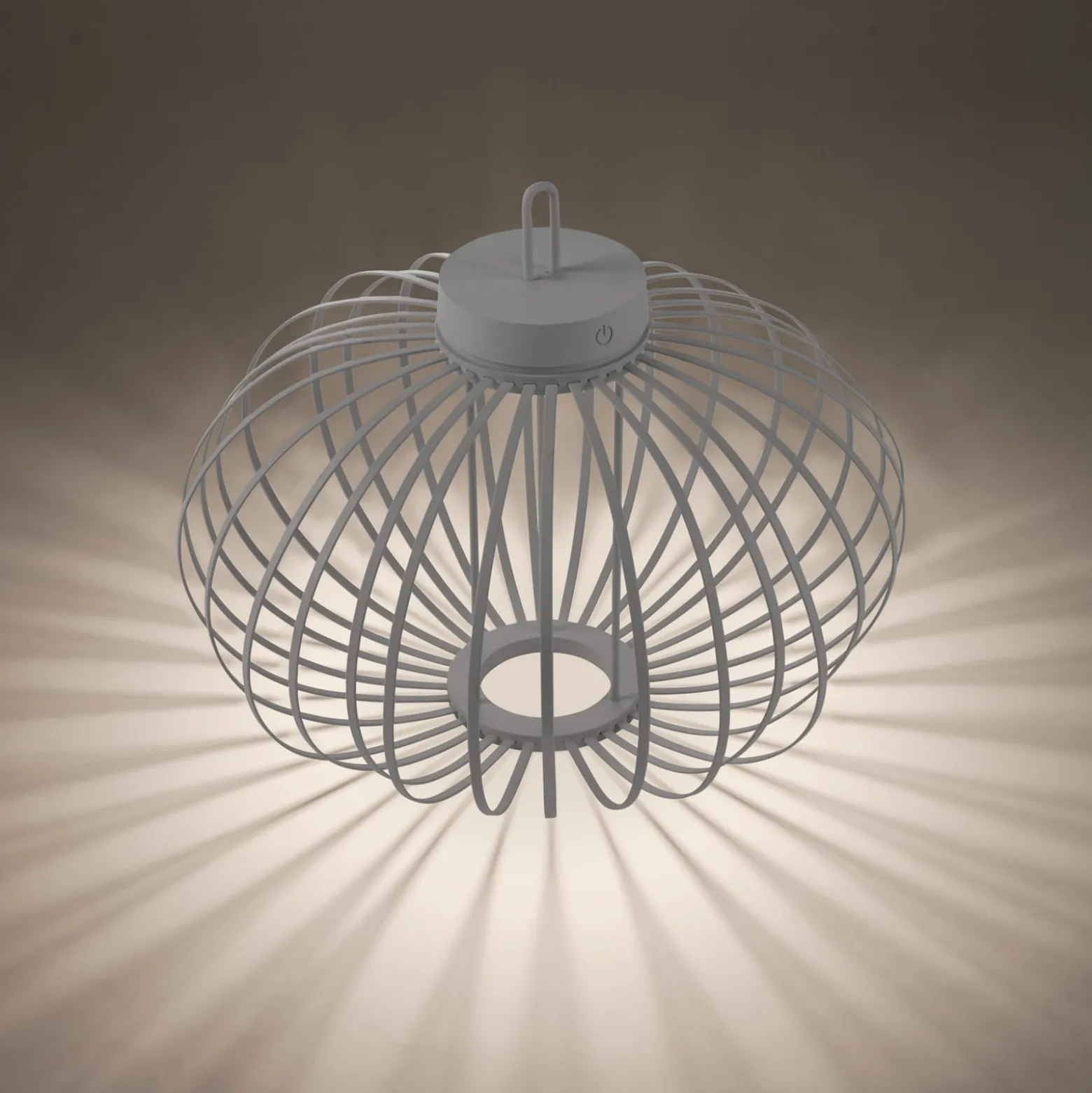 JUST LIGHT. LED ladattava pöytävalaisin Akuba harmaa-beige 37cm bambu