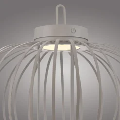 JUST LIGHT. LED ladattava pöytävalaisin Akuba harmaa-beige 37cm bambu