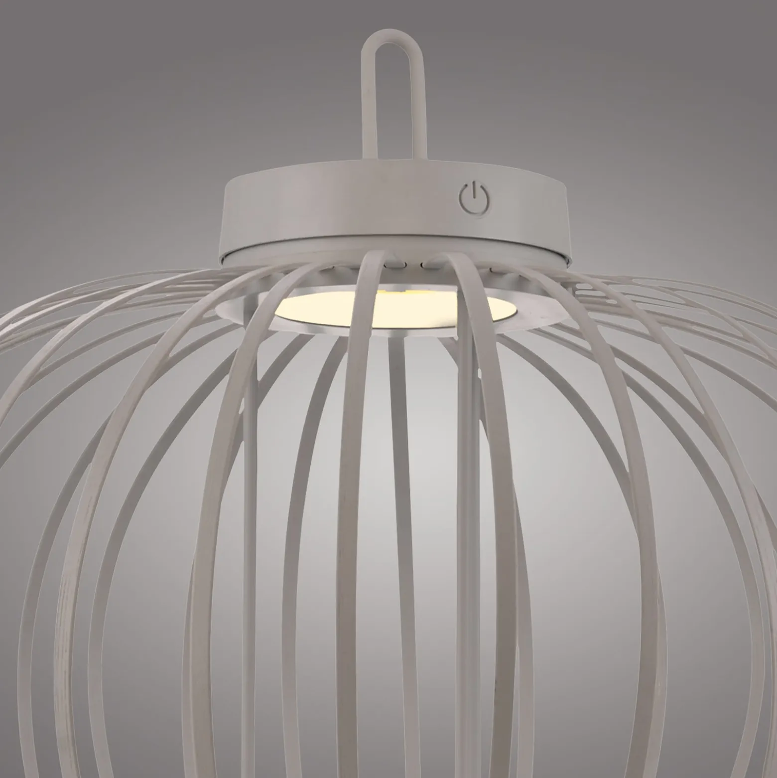 JUST LIGHT. LED ladattava pöytävalaisin Akuba harmaa-beige 37cm bambu