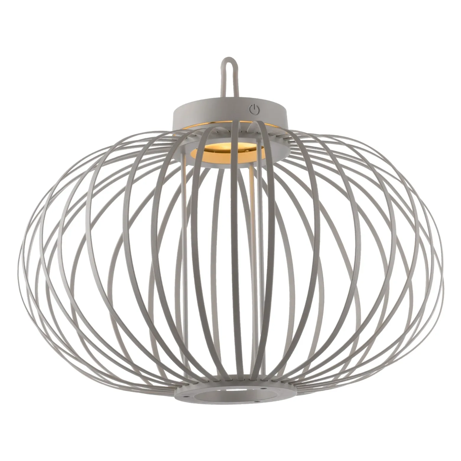 JUST LIGHT. LED ladattava pöytävalaisin Akuba harmaa-beige 37cm bambu