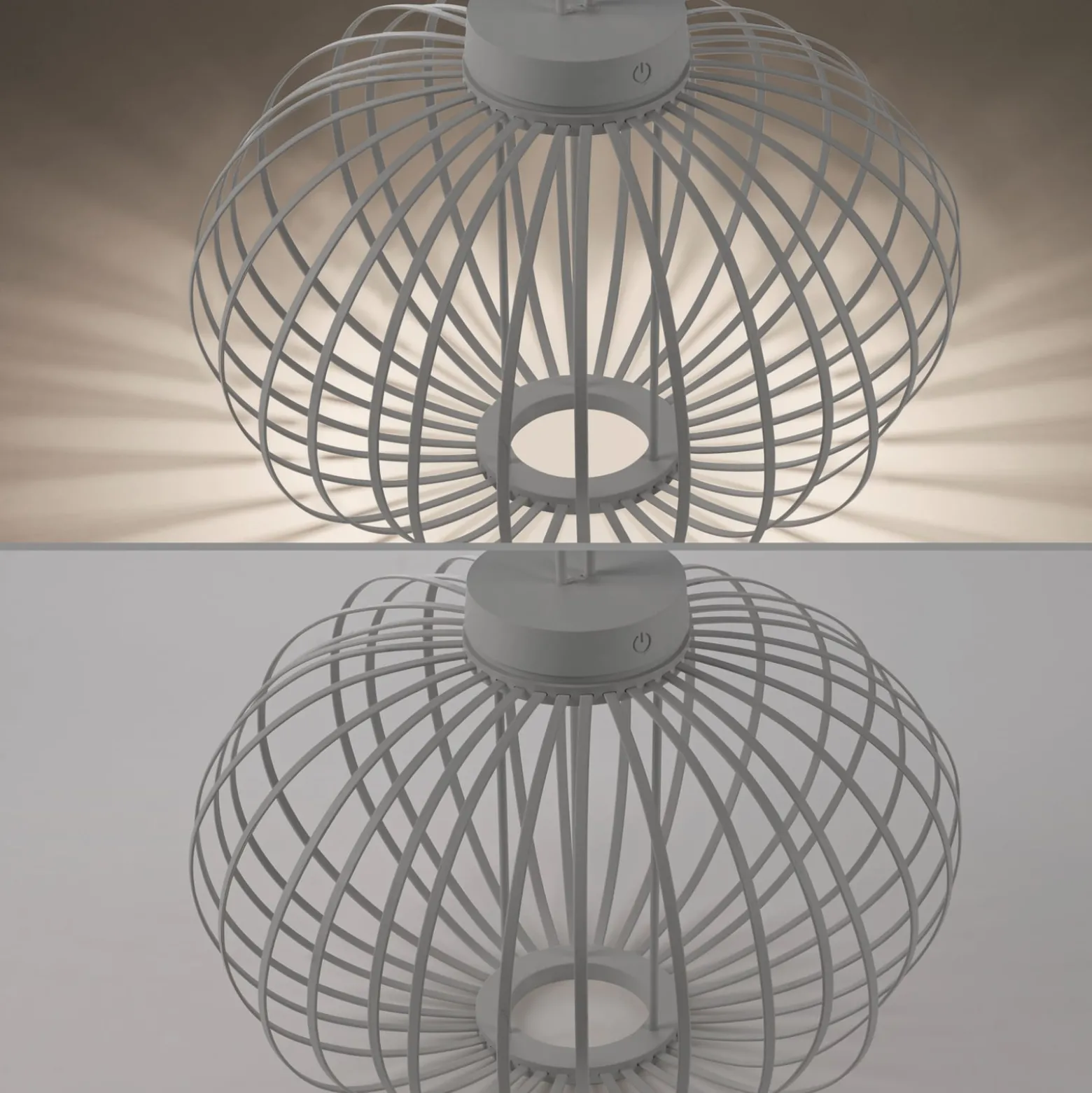 JUST LIGHT. LED ladattava pöytävalaisin Akuba harmaa-beige 37cm bambu