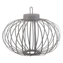JUST LIGHT. LED ladattava pöytävalaisin Akuba harmaa-beige 37cm bambu