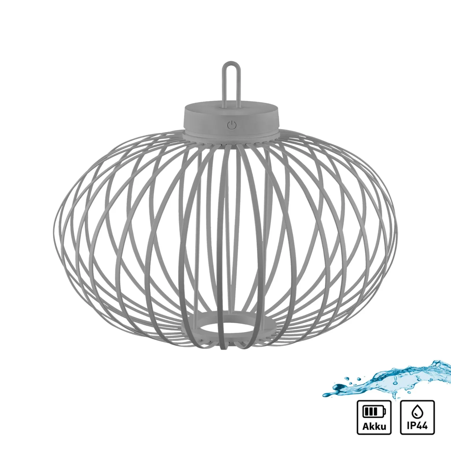 JUST LIGHT. LED ladattava pöytävalaisin Akuba harmaa-beige 37cm bambu
