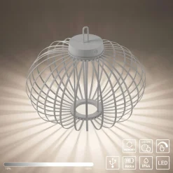 JUST LIGHT. LED ladattava pöytävalaisin Akuba harmaa-beige 37cm bambu