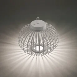 JUST LIGHT. LED ladattava pöytävalaisin Akuba harmaa-beige 33cm bambu