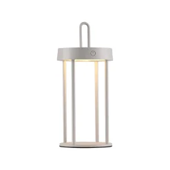 JUST LIGHT. LED ladattava pöytävalaisin Anselm harmaa-beige 28cm rautainen