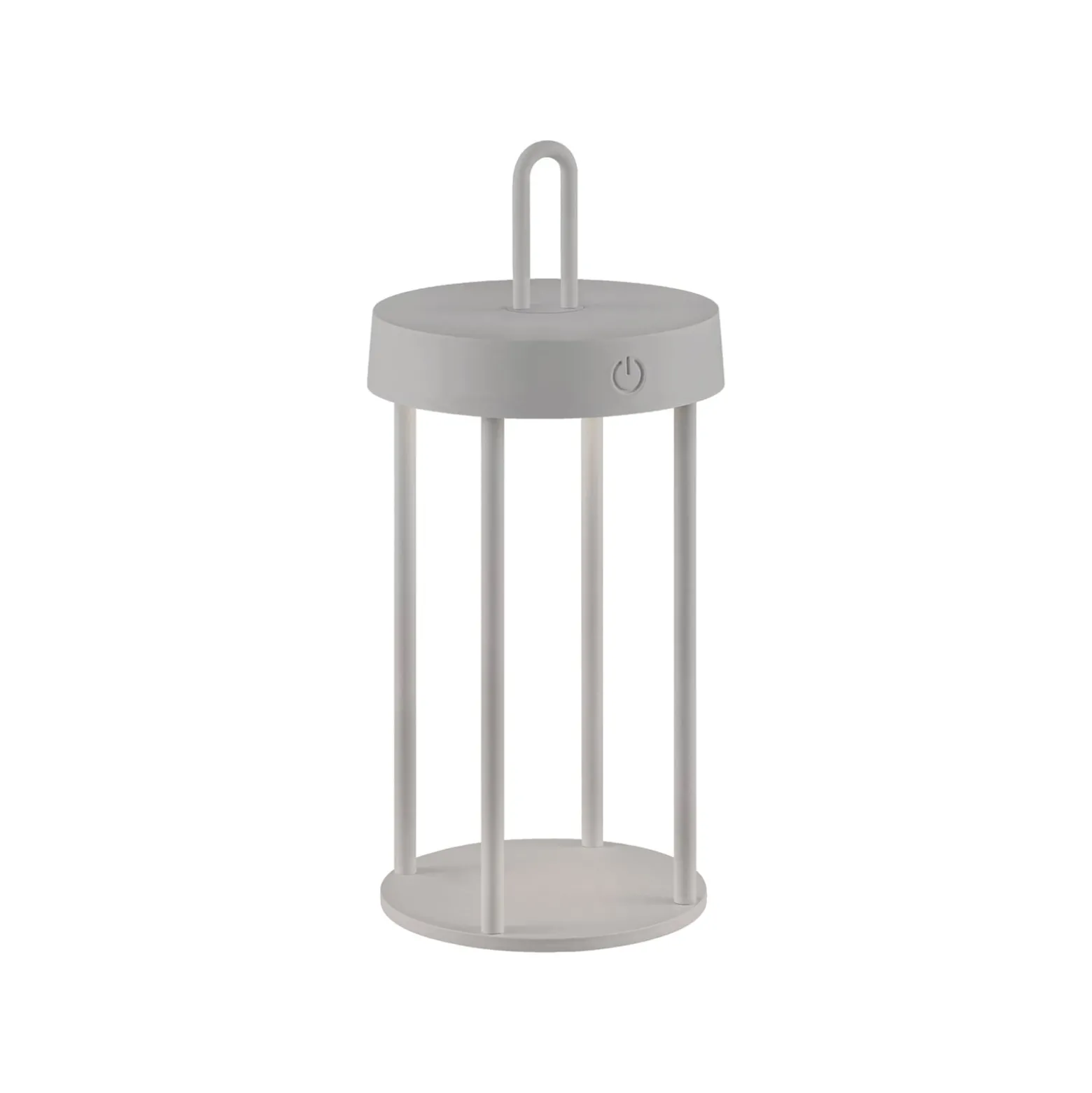 JUST LIGHT. LED ladattava pöytävalaisin Anselm harmaa-beige 28cm rautainen