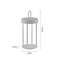 JUST LIGHT. LED ladattava pöytävalaisin Anselm harmaa-beige 28cm rautainen