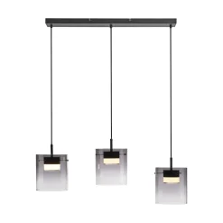JUST LIGHT. LED-riippuvalaisin Elio, savulasi, 3-lamppuinen, musta