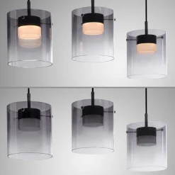 JUST LIGHT. LED-riippuvalaisin Elio, savulasi, 3-lamppuinen, musta