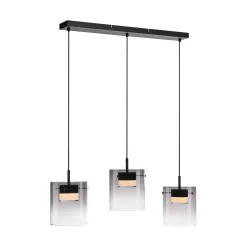 JUST LIGHT. LED-riippuvalaisin Elio, savulasi, 3-lamppuinen, musta