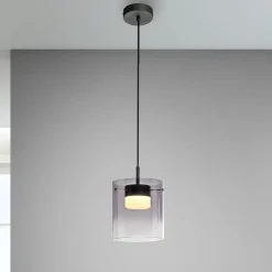 JUST LIGHT. LED-riippuvalaisin Elio, savulasi, 1-lamppuinen, musta