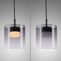 JUST LIGHT. LED-riippuvalaisin Elio, savulasi, 1-lamppuinen, musta