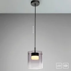 JUST LIGHT. LED-riippuvalaisin Elio, savulasi, 1-lamppuinen, musta