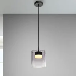 JUST LIGHT. LED-riippuvalaisin Elio, savulasi, 1-lamppuinen, musta