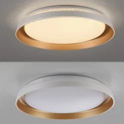 JUST LIGHT. Sati LED-kattovalaisin, muovi, valkoinen/messinki