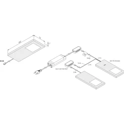 Kaapinalusvalo LED Slim-Pad F 3 kpl 4 000 K musta