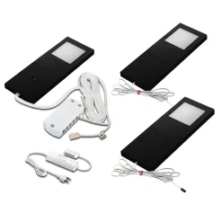 Kaapinalusvalo LED Slim-Pad F 3 kpl 4 000 K musta