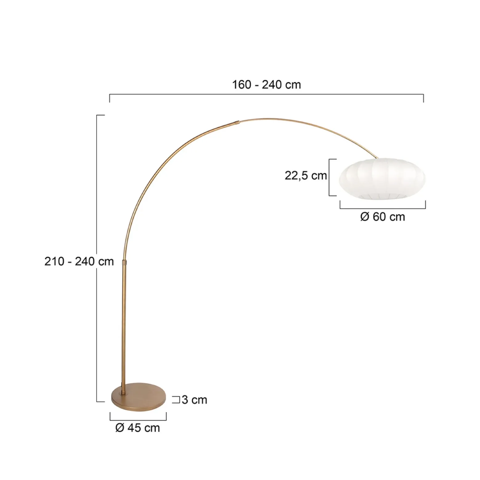 Kaareva maavalaisin Sparkled Light pronssi/valkoinen, 240 cm, silkki