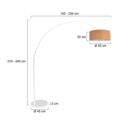 Kaareva maavalaisin Sparkled Light, valkoinen/ruskea, korkeus 240 cm, korkki