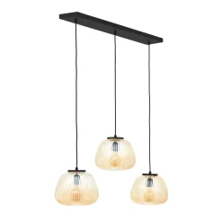Kaizen-riippuvalaisin, pituus 105 cm, meripihka, 3-valo, lasi