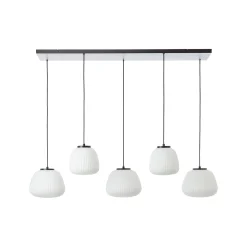 Kaizen riippuvalaisin, pituus 125 cm, opaali, 5 valoa, metallia