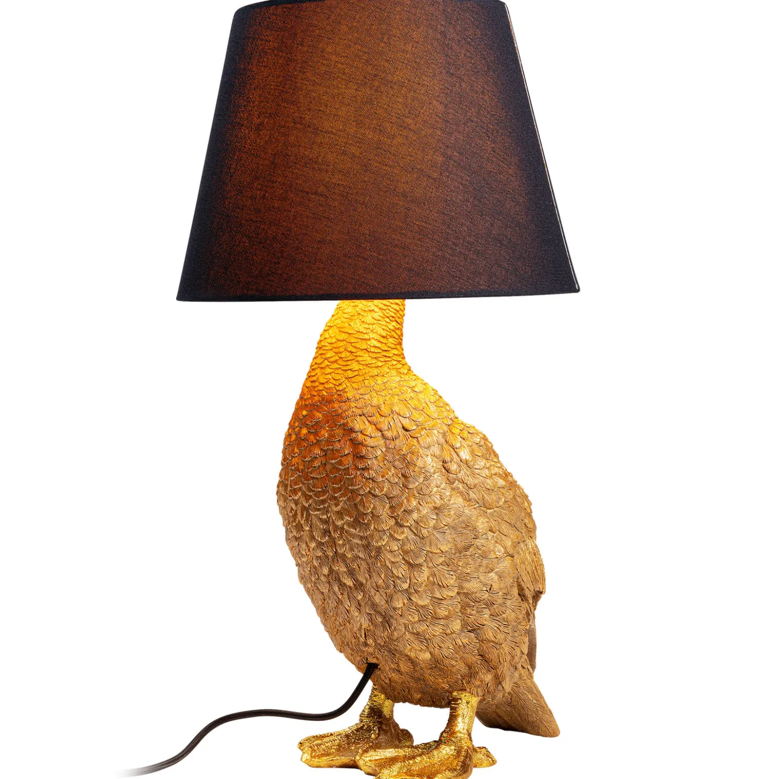 KARE Animal Duck pöytävalaisin, jossa on kankainen varjostin