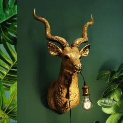 KARE Animal Goat -seinävalo pistokkeella, kulta