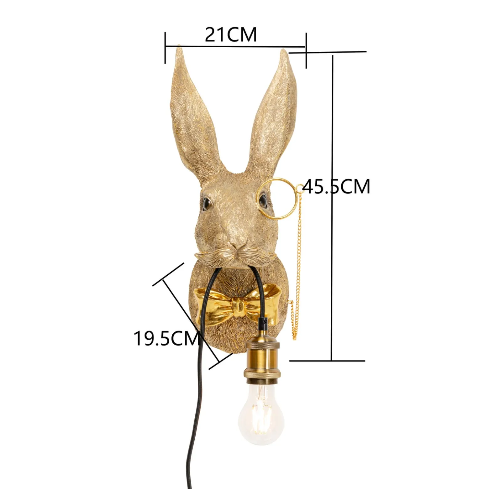 Kare Animal Rabbit -seinävalaisin, kulta, muovi, E27