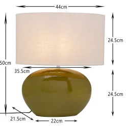 Kare Beo-pöytävalaisin, vihreä, puuvilla, korkeus 50 cm, E27
