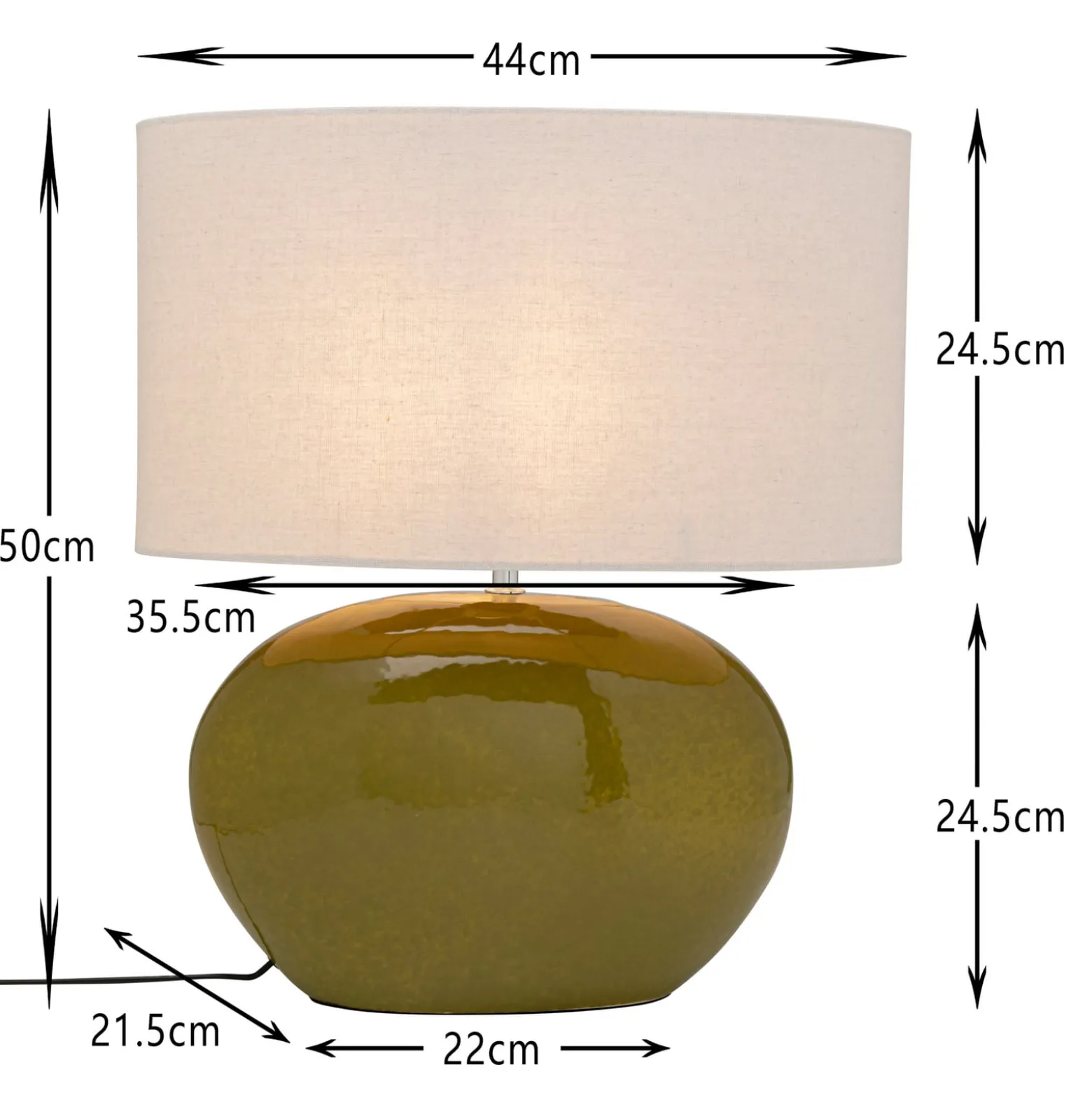 Kare Beo-pöytävalaisin, vihreä, puuvilla, korkeus 50 cm, E27