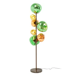 Kare Burbuja -lattiavalaisin. Monivärinen, lasi, 168 cm, 7-lamppuinen