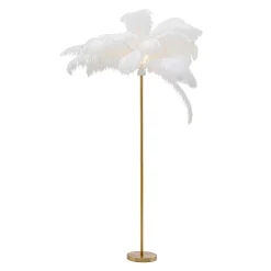 KARE Feather Palm-lattiavalaisin sulilla valkoinen
