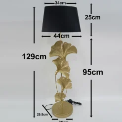 Kare-lattiavalaisin Ginkgo, kulta, pellava, korkeus 129 cm, E27