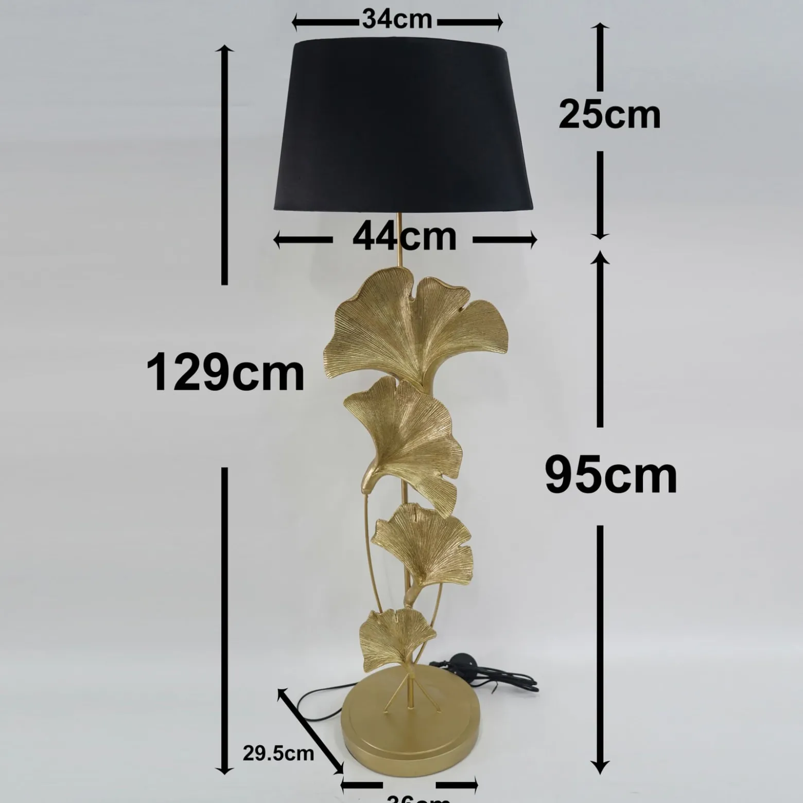 Kare-lattiavalaisin Ginkgo, kulta, pellava, korkeus 129 cm, E27