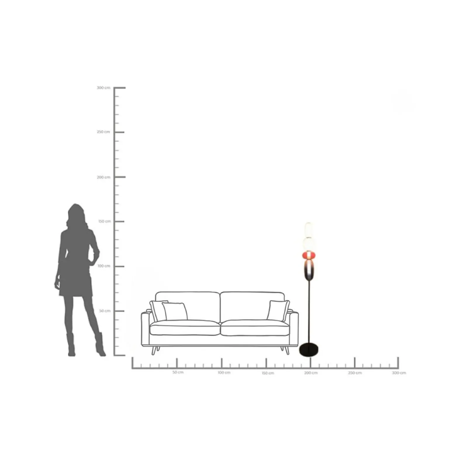 KARE lattiavalaisin Sugar, monivärinen, lasi, 150 cm, G9