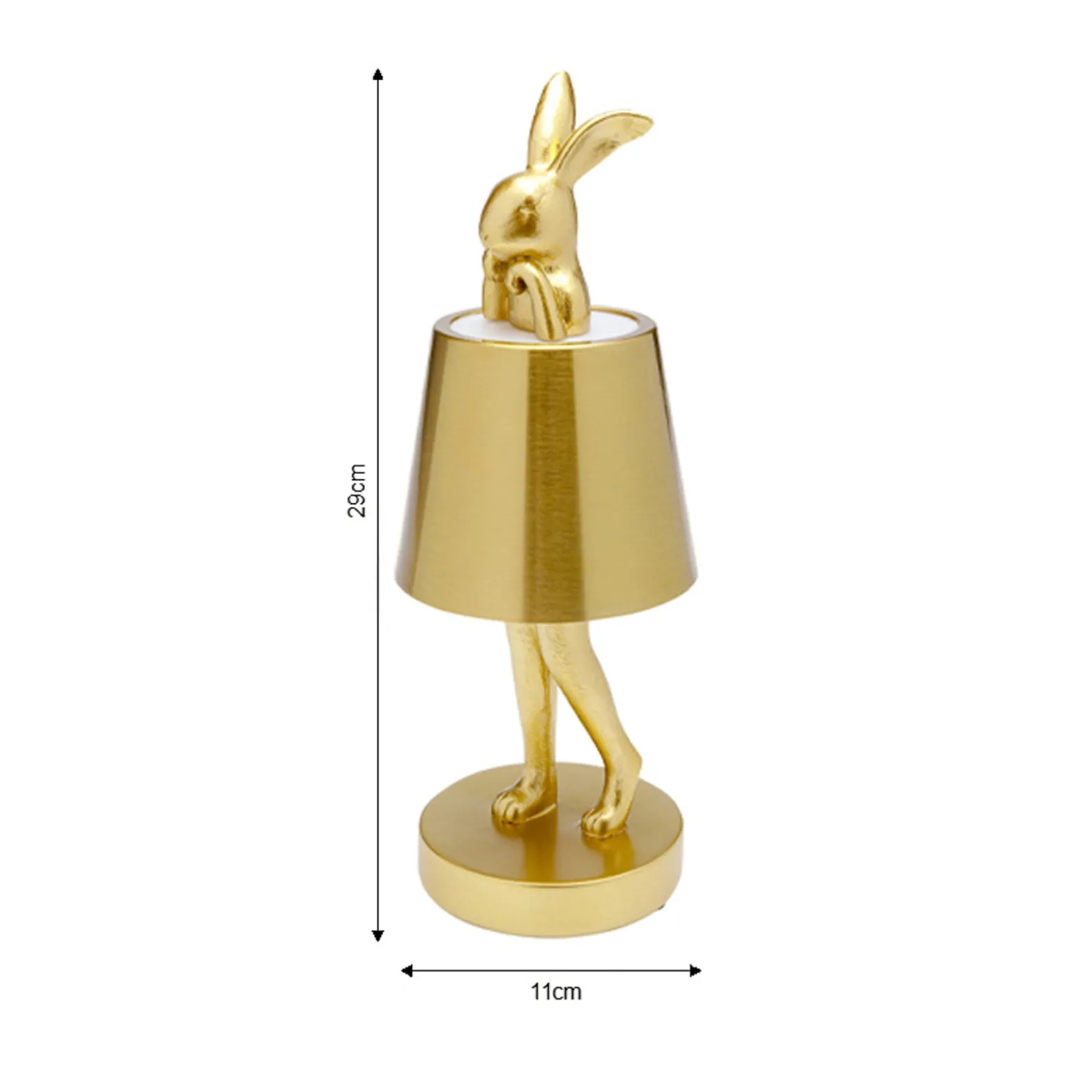 Kare LED-akkukäyttöinen pöytävalaisin Animal Rabbit, kulta, IP54, 29 cm