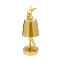Kare LED-akkukäyttöinen pöytävalaisin Animal Rabbit, kulta, IP54, 29 cm