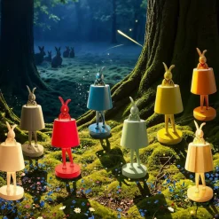Kare LED-akkukäyttöinen pöytävalaisin Animal Rabbit, petrol, IP54, 29 cm