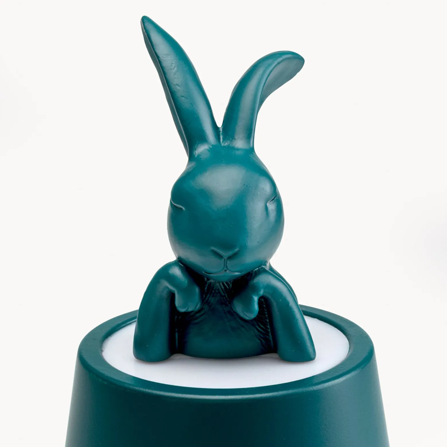 Kare LED-akkukäyttöinen pöytävalaisin Animal Rabbit, petrol, IP54, 29 cm