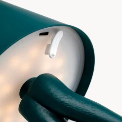 Kare LED-akkukäyttöinen pöytävalaisin Animal Rabbit, petrol, IP54, 29 cm