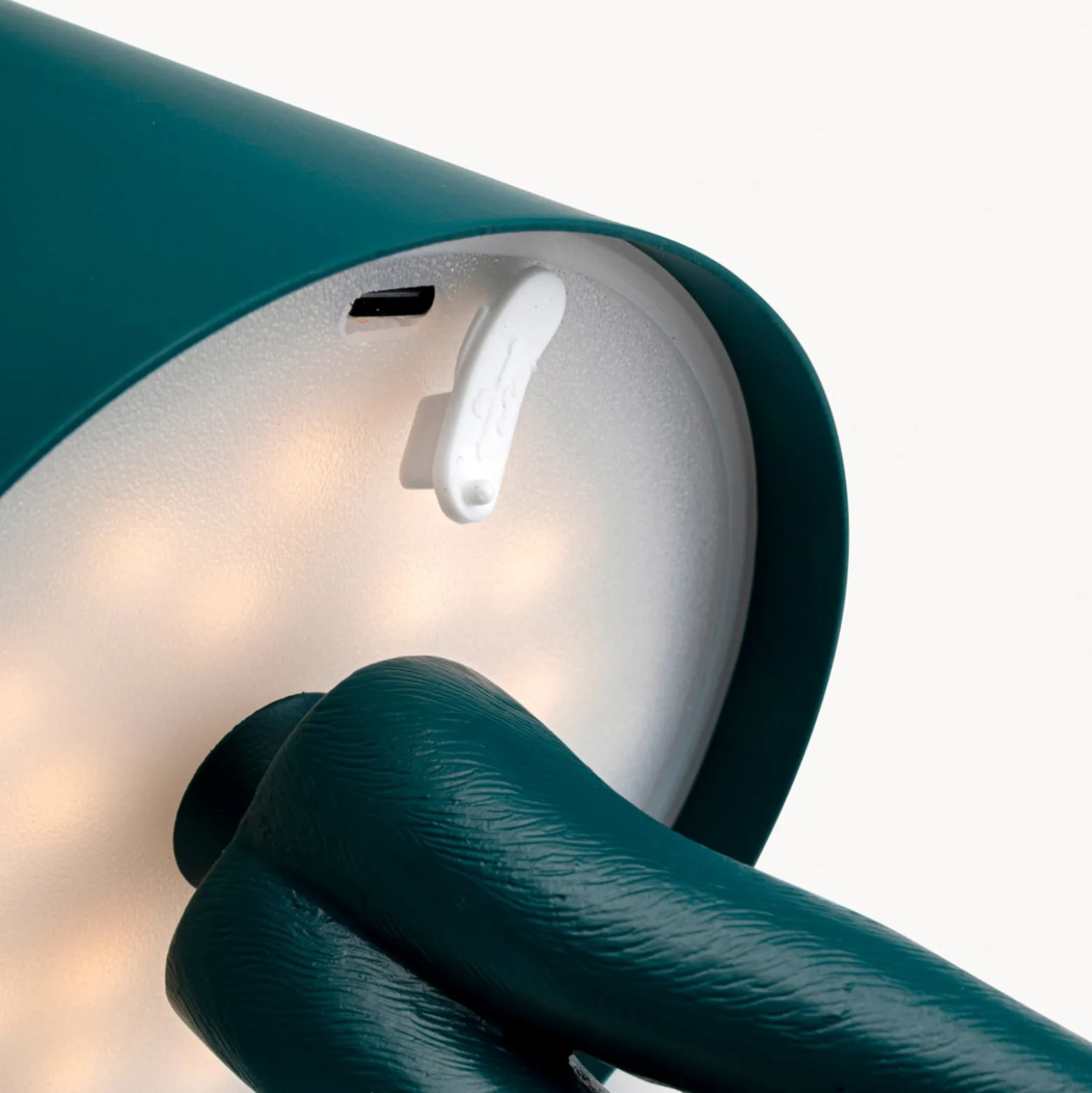 Kare LED-akkukäyttöinen pöytävalaisin Animal Rabbit, petrol, IP54, 29 cm