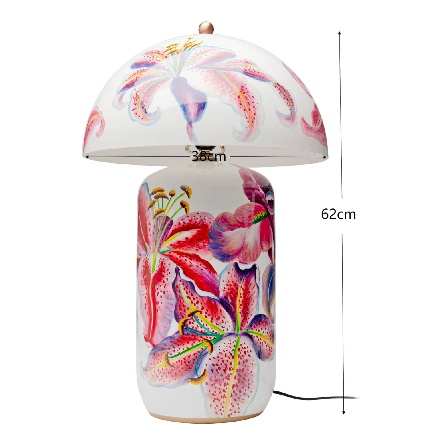 Kare Lillies -pöytävalaisin, monivärinen, posliini, E27, 62 cm