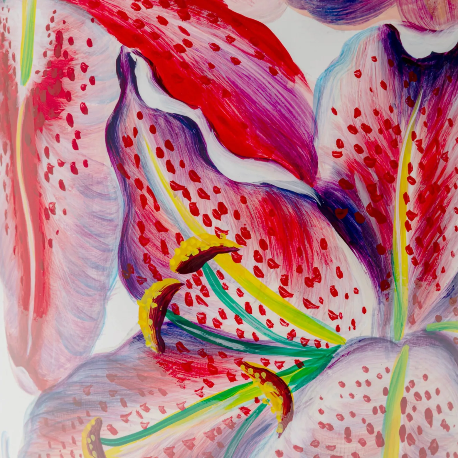 Kare Lillies -pöytävalaisin, monivärinen, posliini, E27, 62 cm
