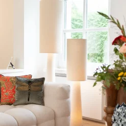 Kare Marleen-lattiavalaisin, beige, pellava, 130 cm, E27