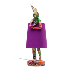 Kare pöytävalaisin Animal Rabbit, violetti/graffiti, 50 cm, E14