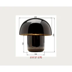 Kare pöytävalaisin Mushroom, musta, metalli, 20 cm, E14