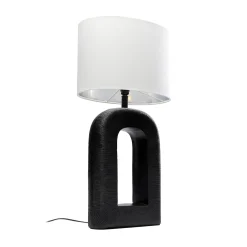 KARE Tube pöytävalaisin, musta/valkoinen, pellavatekstiiliä, korkeus 79 cm