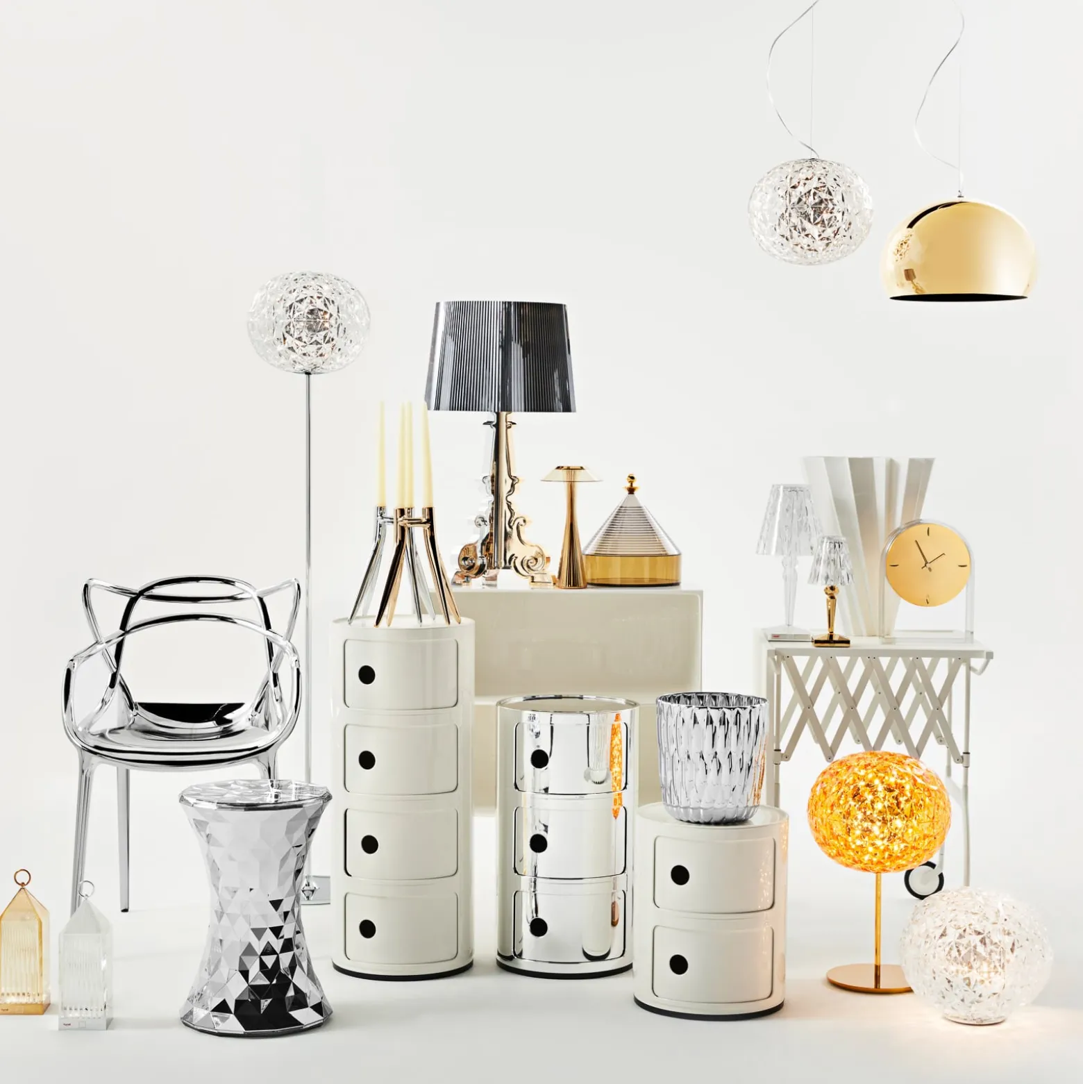 Kartell Space -design-LED-pöytälamppu, kulta