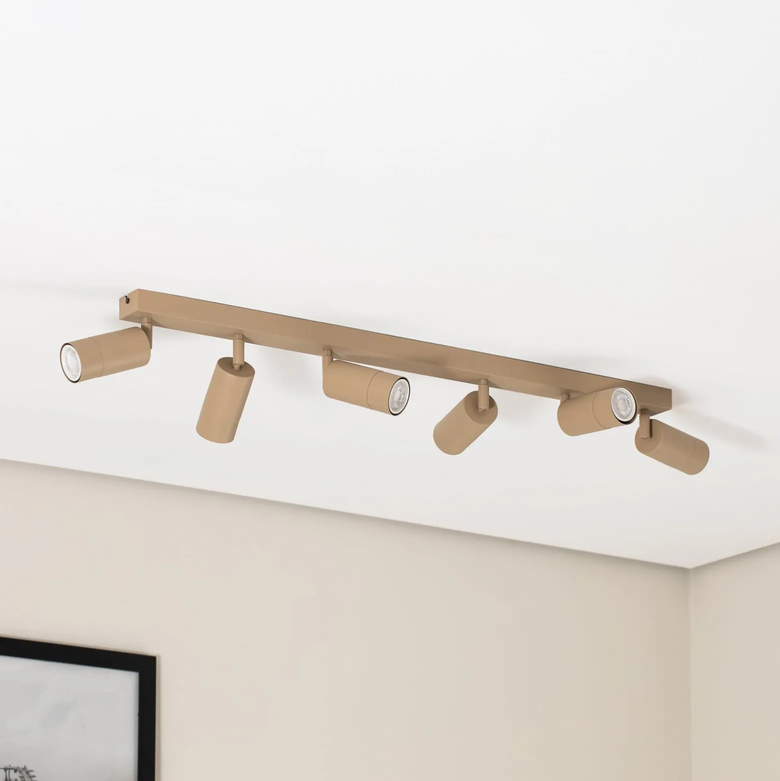 Kattokohdevalo Link, beige, pituus 90 cm, 6-lamppuinen.